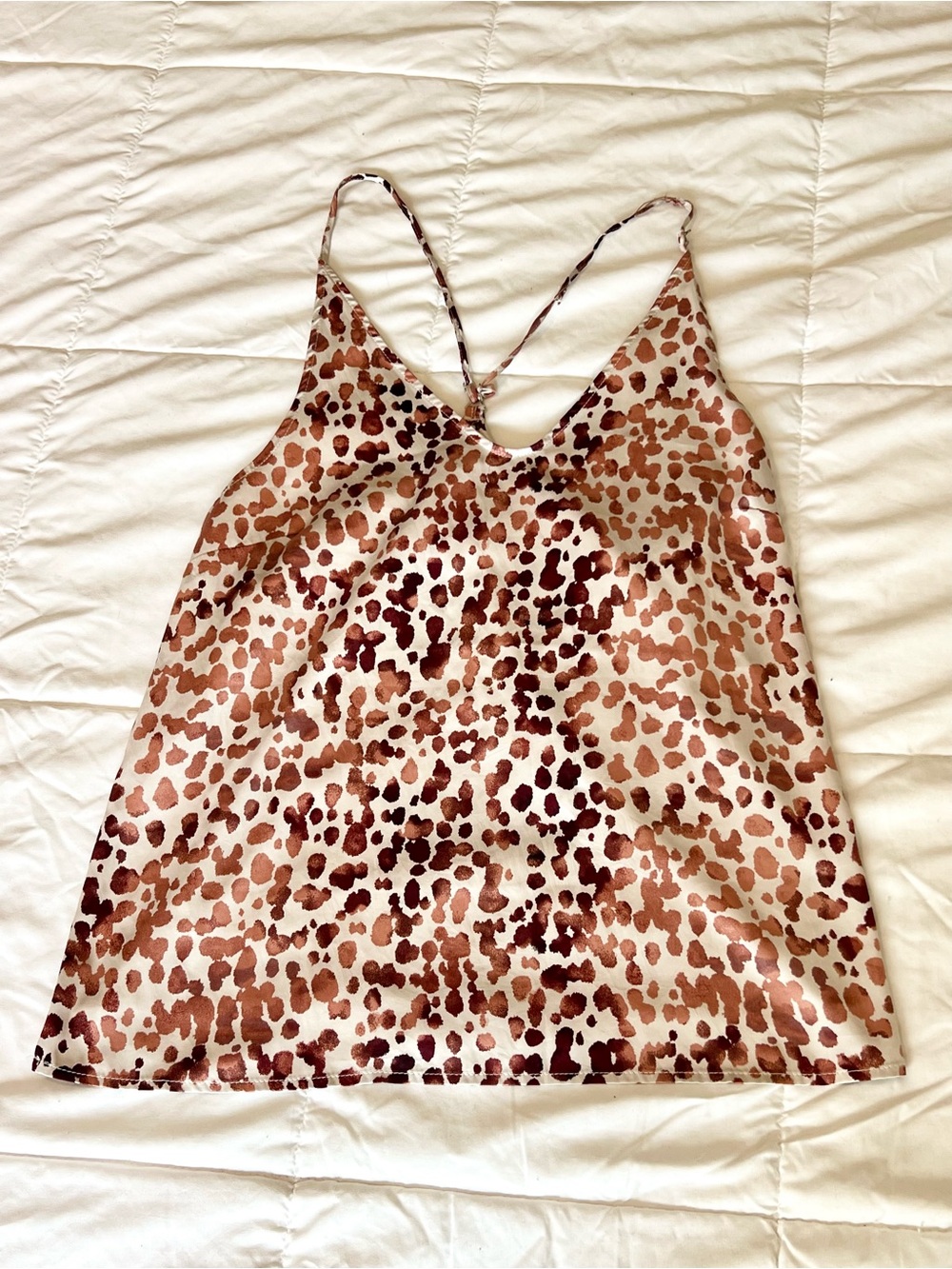 stars above Brown Leopard Satin Cami Tank